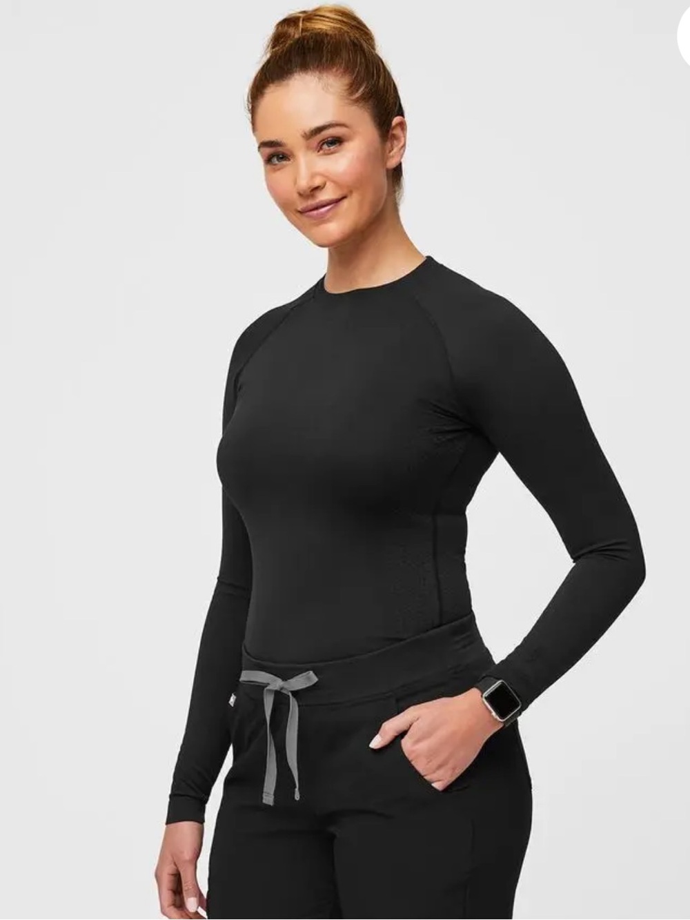 Figs Seamless Longsleeve Underscrub Black
